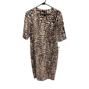 Anne Klein Leopard Print Dress Short Sleeve Women’s Size 14 New with Tags